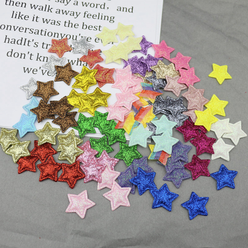 2.5cm闪粉星星压花 DIY发饰头饰服装布艺辅料配件 饰品材料五角星详情2