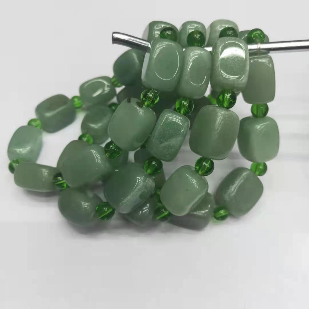 diy natural Dongling jade square irregular combination bracelet, Green Dongling bracelet manufacturer wholesale pic 8