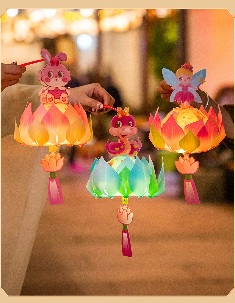 New Year Lantern 2025 New Style Snake Year Handmade diy Lantern Material Package, hand-held lotus lantern for kindergarten children pic 7