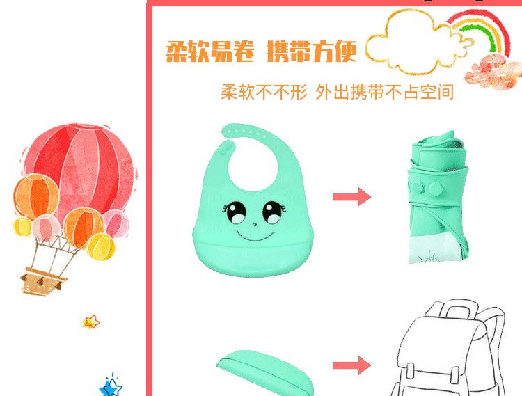 可拆卸婴儿口水巾防水立体硅胶围兜宝宝围嘴口水巾免洗超软食饭兜 pic 13
