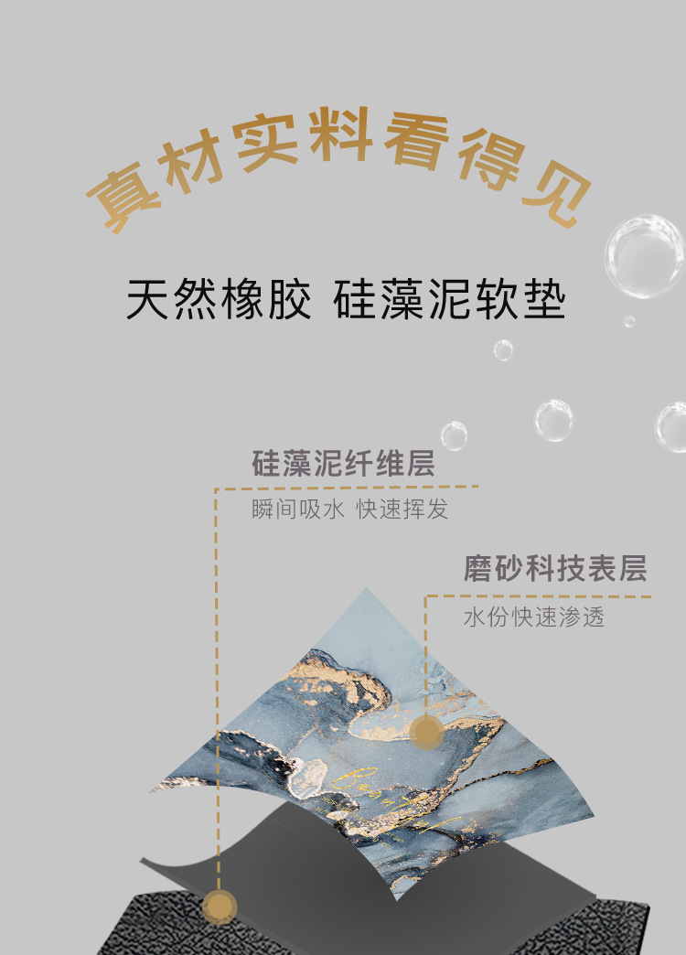 轻奢浴室软硅藻泥吸水地垫卫生间厕所门口速干脚垫入户门垫防滑垫详情5