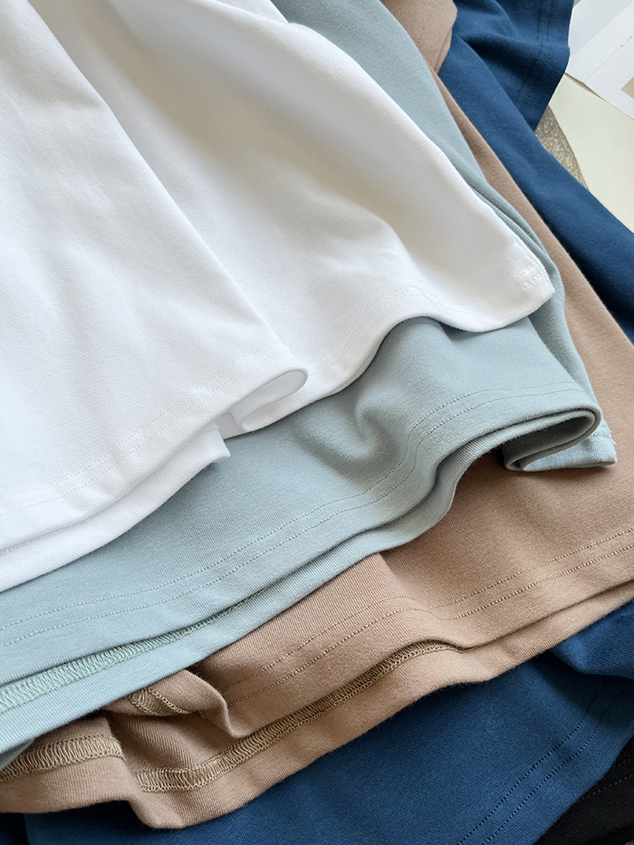 琪镌绘制半高领t恤女式春夏季新款宽松显瘦韩版简约半袖减龄棉质详情38