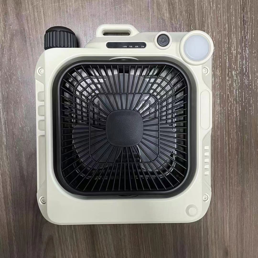 New outdoor camping fan, portable camping lighting, silent and rainproof fan lamp, oscillating charging with light pic 2