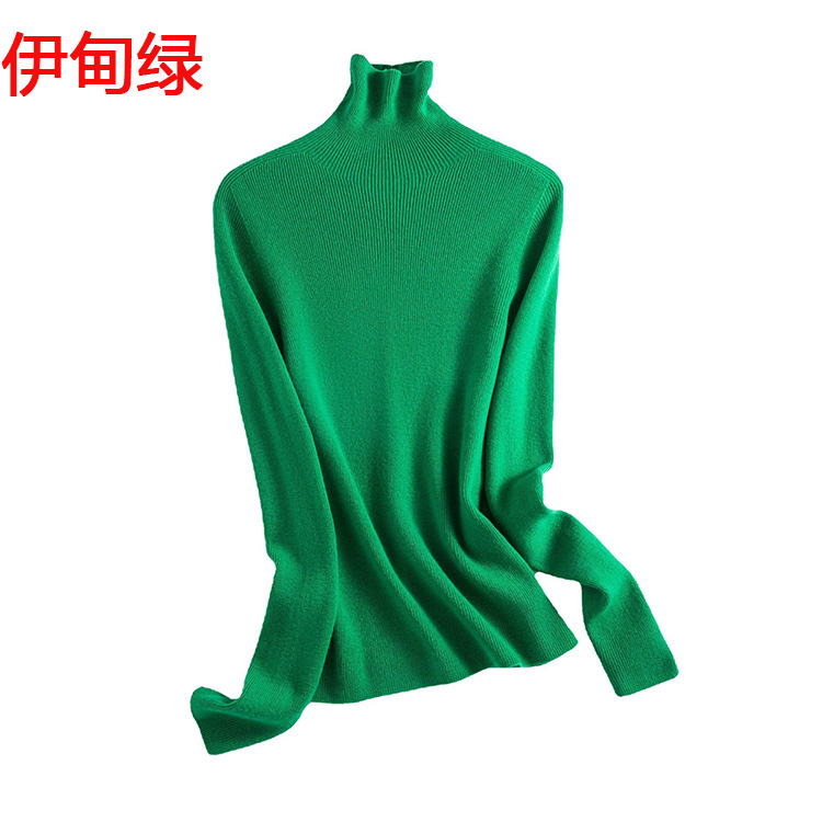 A new high-neck knitted sweater for women in the autumn of 2024, paired with a solid color seamless one-piece base layer of wool sweater pic 15