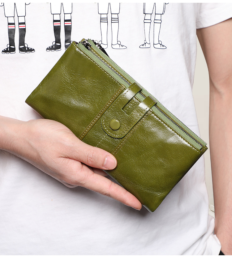 复古真皮女士钱包 韩版时尚手机包头层牛皮rfid长款钱包 purse详情33