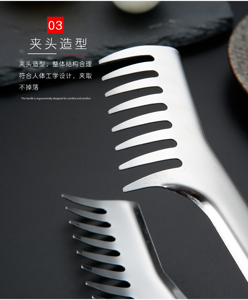 Factory wholesale stainless steel tongs, food tongs, anti-scald barbecue tongs, kitchen tools, food tongs, pasta tongs, barbecue tongs pic 8
