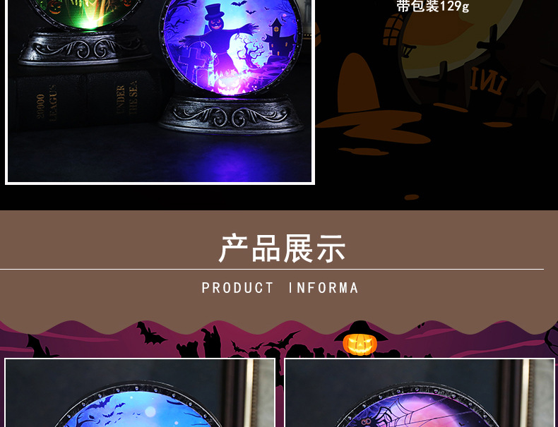 跨境新款万圣节装饰道具南瓜灯小夜灯创意万圣节装饰桌面摆件灯详情3