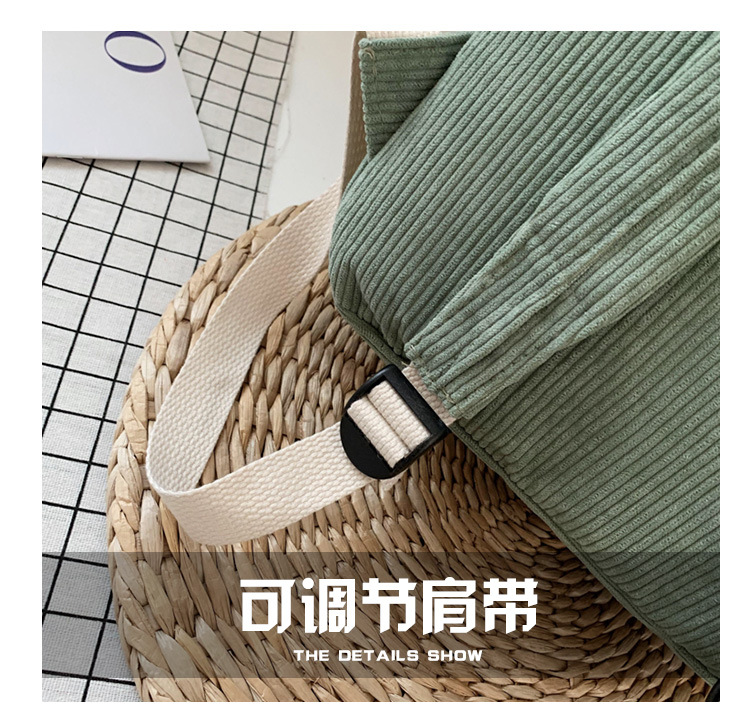 ins风书包女韩版初高中 大学生背包条绒灯芯绒双肩包森系时尚简约详情6