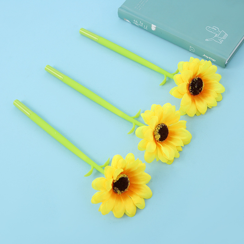 Versión coreana de papelería ZF2185 creativo girasol pluma neutral tela de plástico goma suave emulación girasol pluma de agua pic 11