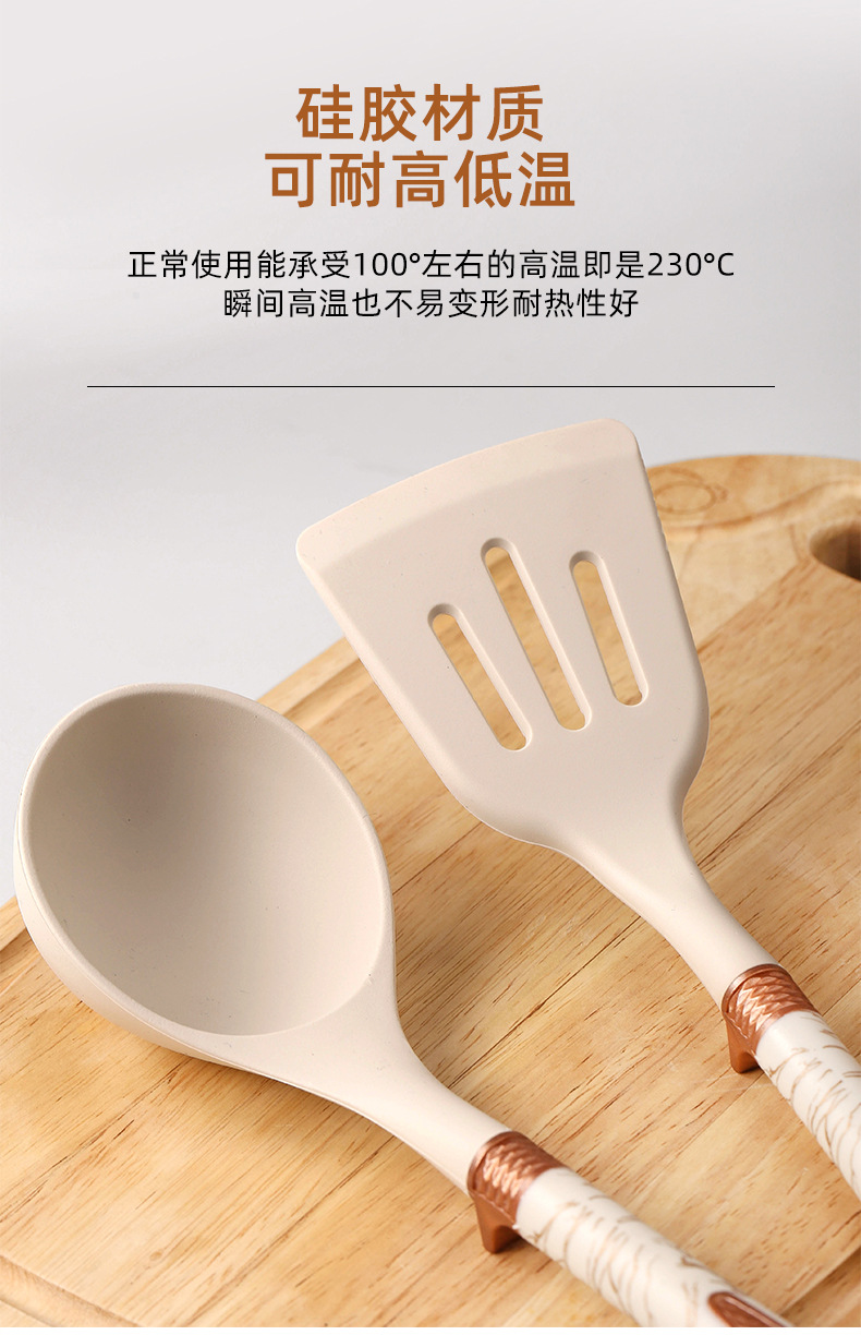 12-piece set of non-stick cookware with silicone spatulas, soup spoons, strainers, ladles, cooking spatulas and spoons with racks pic 8