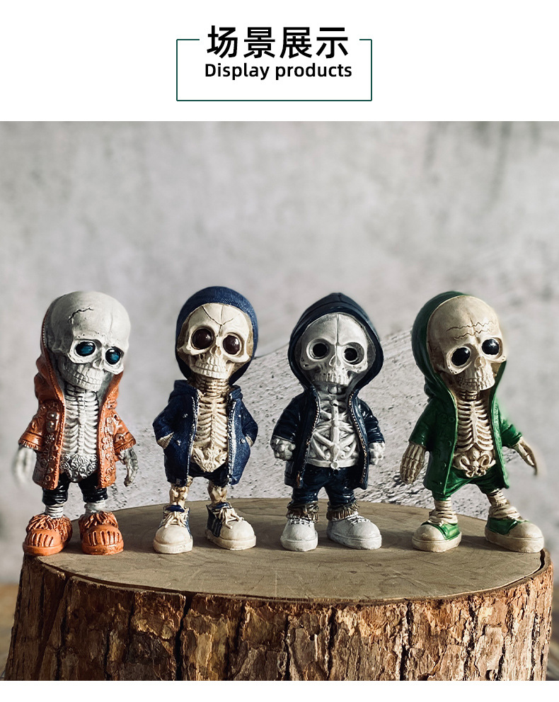 Amazon Halloween skull figurines, fashionable and creative figurines, Ghost Festival atmosphere scene decoration props wholesale pic 3