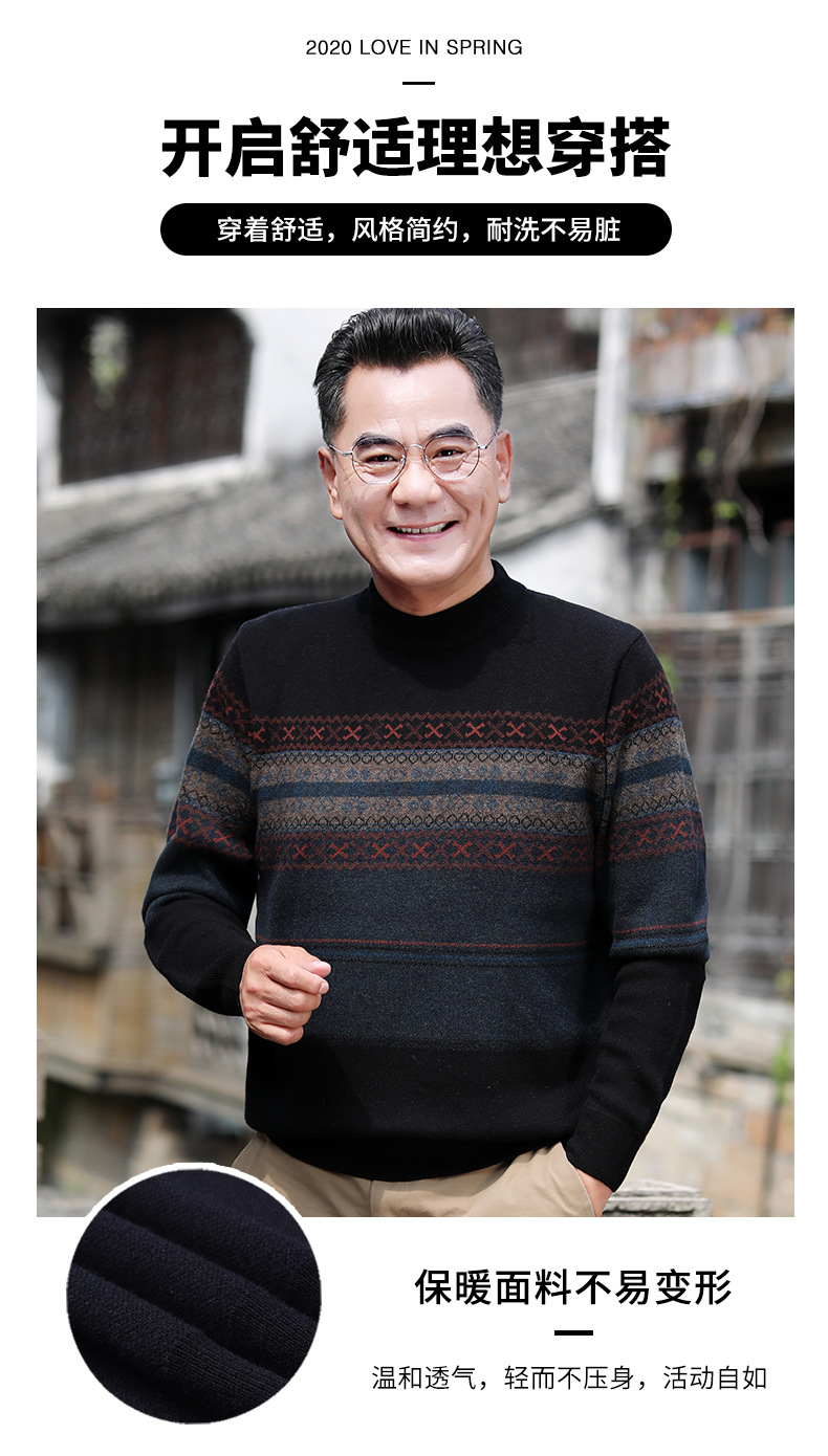 2022中老年男装毛衣加大码爸爸装男式加厚套头羊毛衫地摊赶集货源详情5