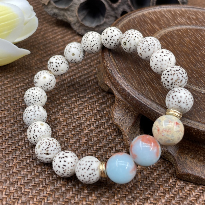 新中式星月菩提手串男女款寿山石度母配饰星月菩提根文玩佛珠手链详情11