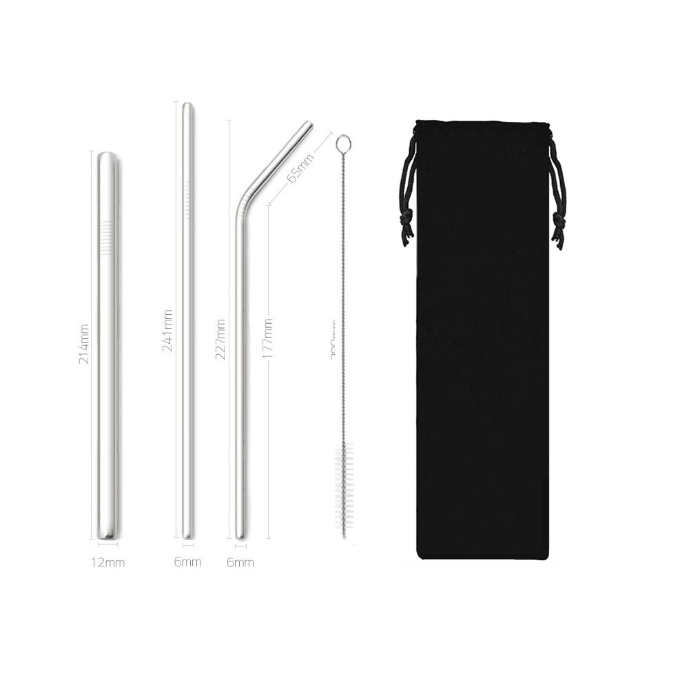 SWENO thickened 304 stainless steel straws, eco-friendly and portable, black bag straw set, customizable, portable, easy to clean, reusable, thickened stainless steel straws for outdoor and household use. pic 14