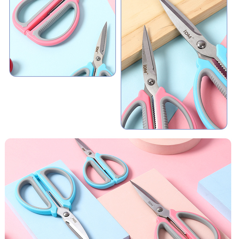 Lidemei convenient air cushion comfortable office scissors, color multi-functional stainless steel scissors, large and small sizes, straight head flat scissors pic 13