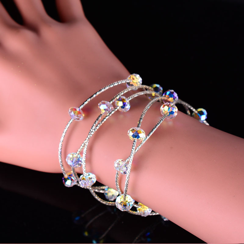 925纯银多层手链女奥地利元素水晶时尚手串女韩版银色银管版520 详情13