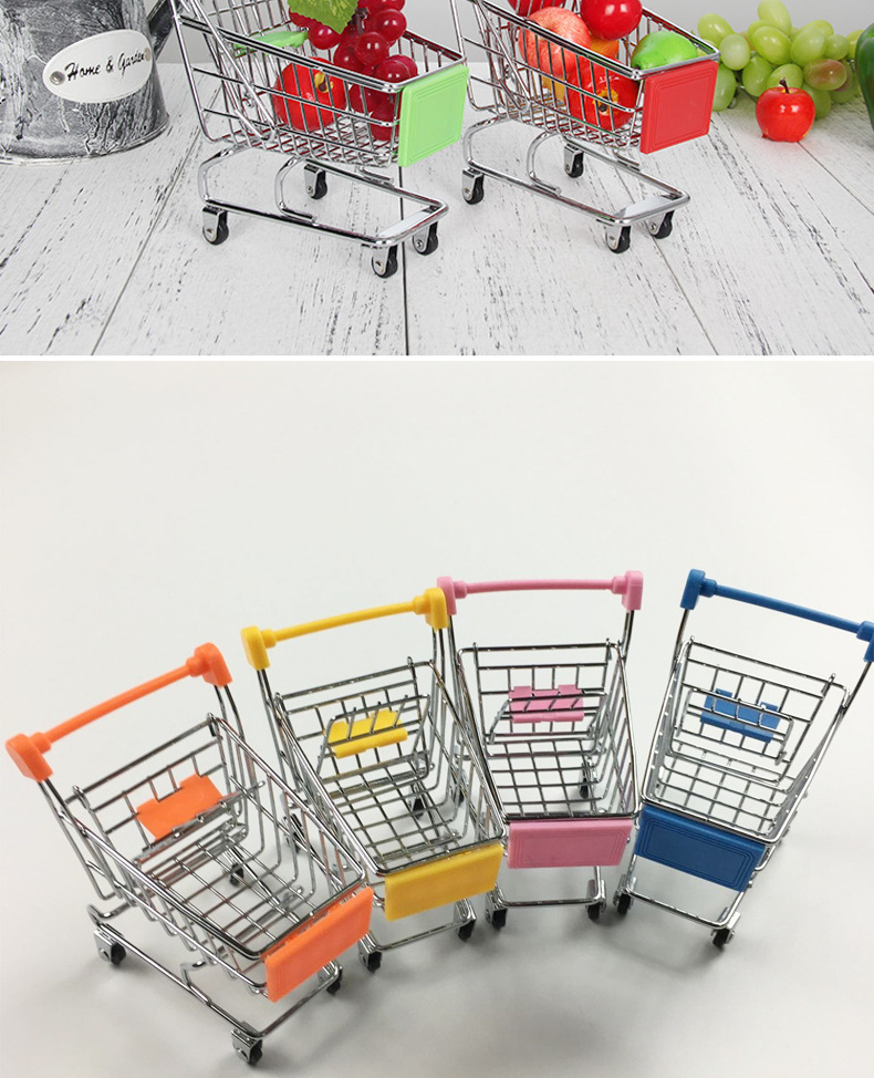 新品创意儿童迷你小仿真超市购物车小手推车过家家模型玩具收纳车详情3