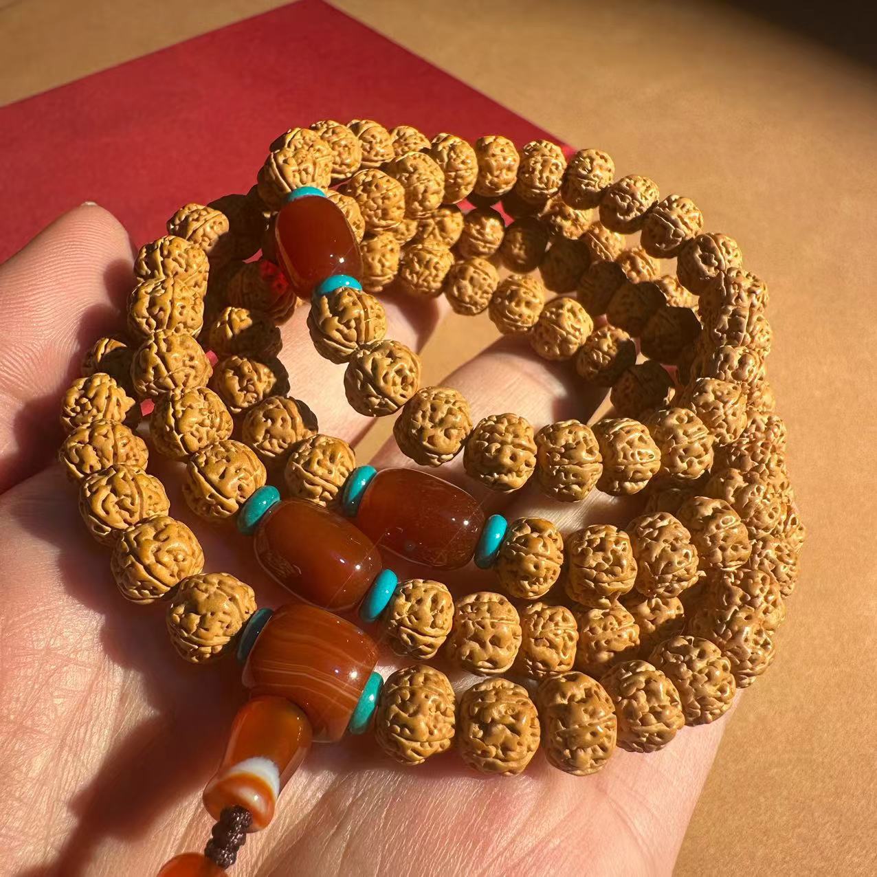 Nepalese Vajra Bodhi 108 prayer beads, carefully selected five-petal flesh texture small Vajra Bodhi beads, multi-ring bracelet, ethnic style Bodhi bracelet, cultural and artistic bracelet, cultural and artistic prayer beads bracelet, wholesale beads pic 15