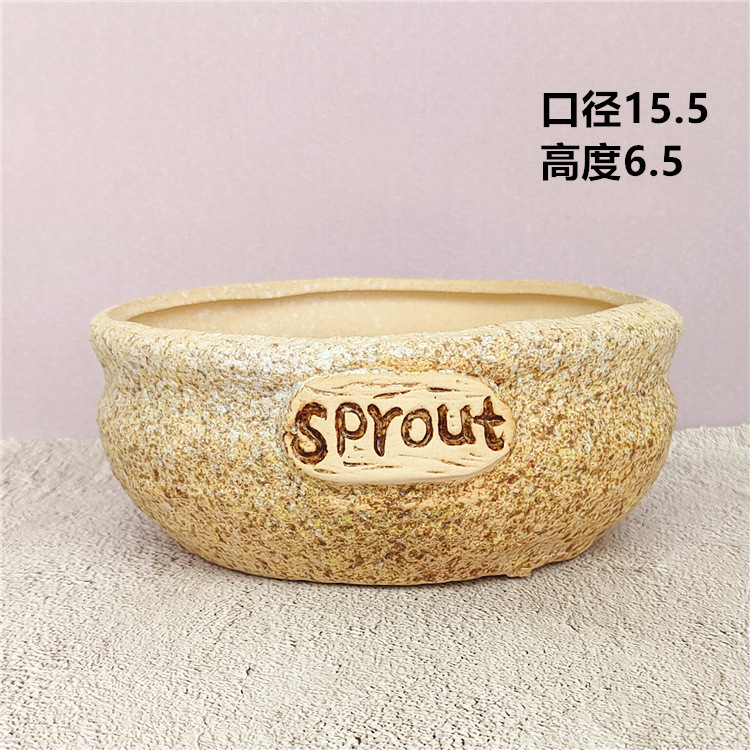 Creative large-diameter ceramic succulent pot platter combination, coarse earthenware breathable succulent group growth POTS of different diameters wholesale pic 9