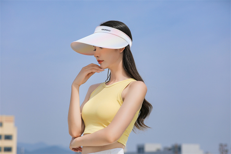 The popular online celebrity Xiaohongshu's cloud-like gradient color wide-brimmed open-top hat is a fashionable outdoor sun hat for women and a sun protection hat pic 17