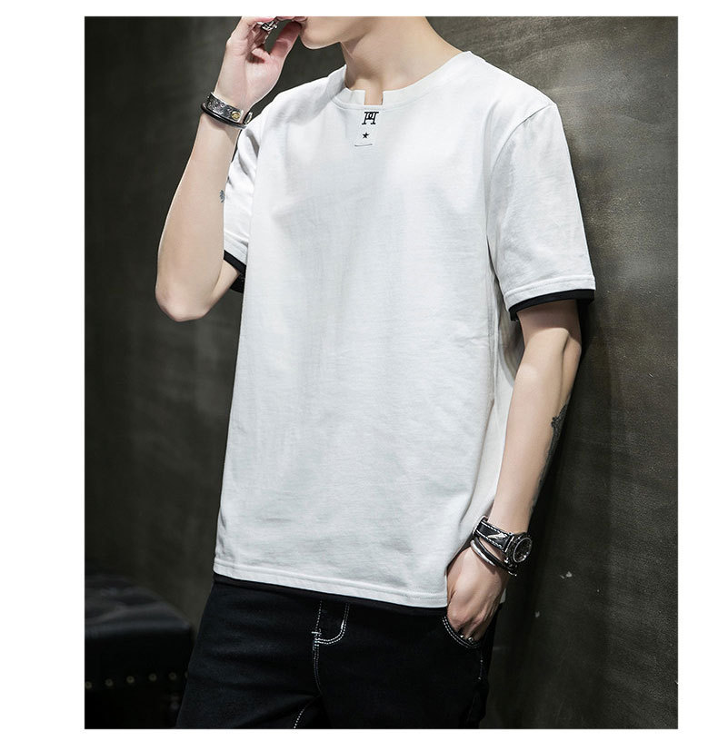 Short-sleeved T-shirt for men, Korean style, summer loose cotton T-shirt, cross-border new style, student bottom layer, half-sleeved shirt pic 60