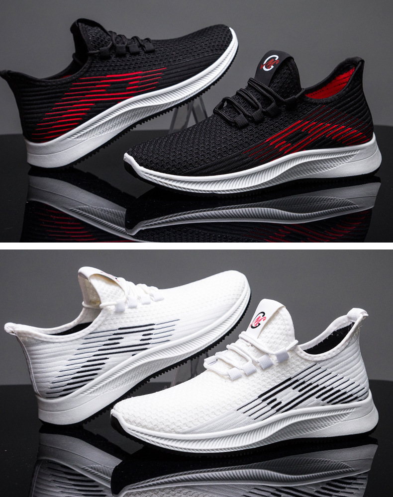 新款春季男鞋休闲鞋潮流学生跑步鞋 男士运动鞋 飞织透气鞋子详情20