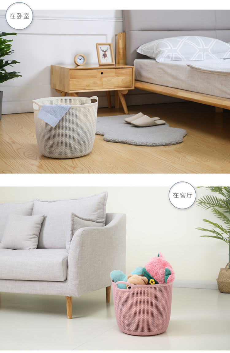 新款耐用各种颜色时尚家居日用塑编脏衣篮编织筐洗衣篮脏衣篓特大详情7