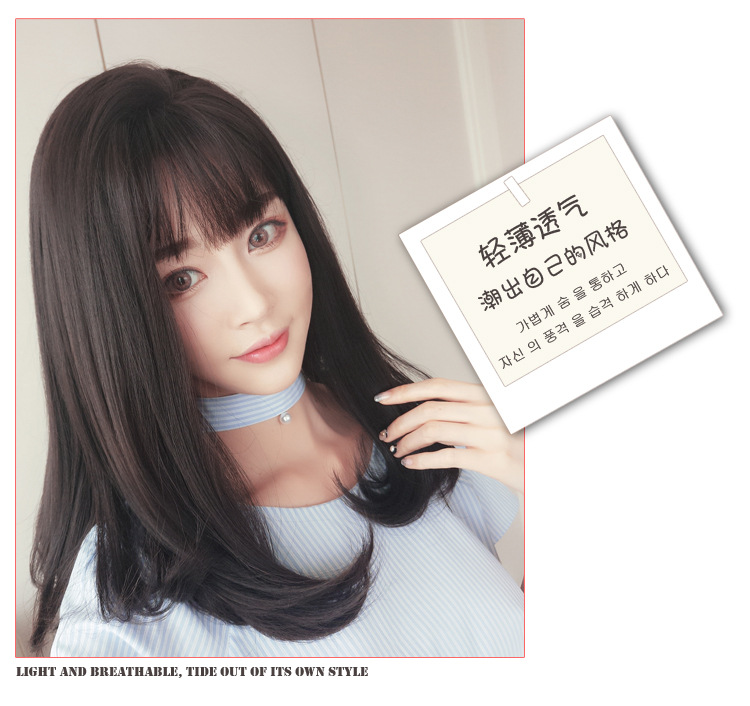 Wholesale of wigs for women, Korean air bangs, fashionable chemical fiber hair covers wholesale, full head style hair covers pic 7