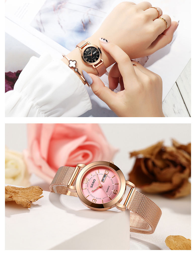 一件代发直播石英表非机械女士手表夜光防水双日历女学生钢带腕表详情20