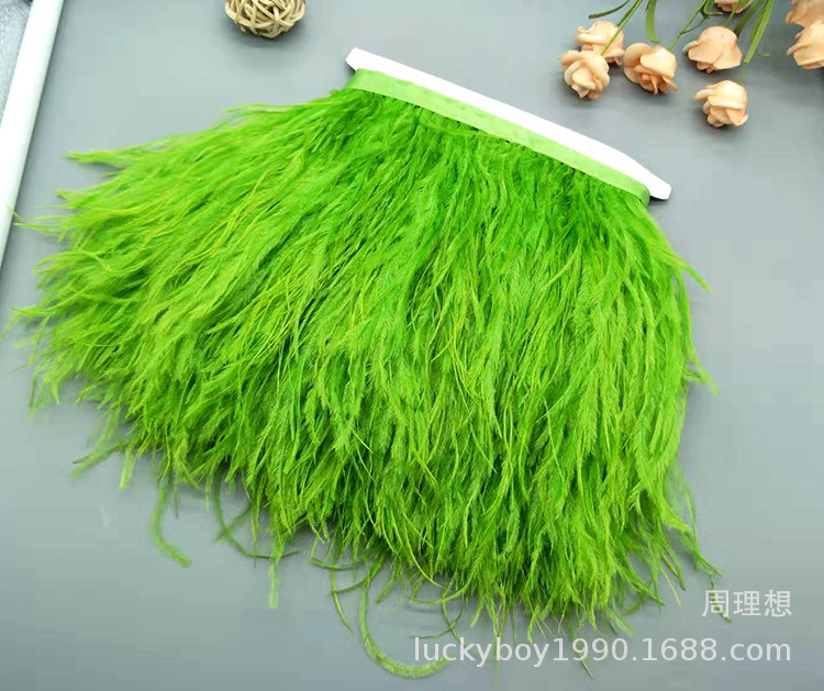Wholesale 8-10 cm ostrich wool fabric edge colored feather fabric tape, clothing decoration tape fabric edge ostrich ribbon pic 43