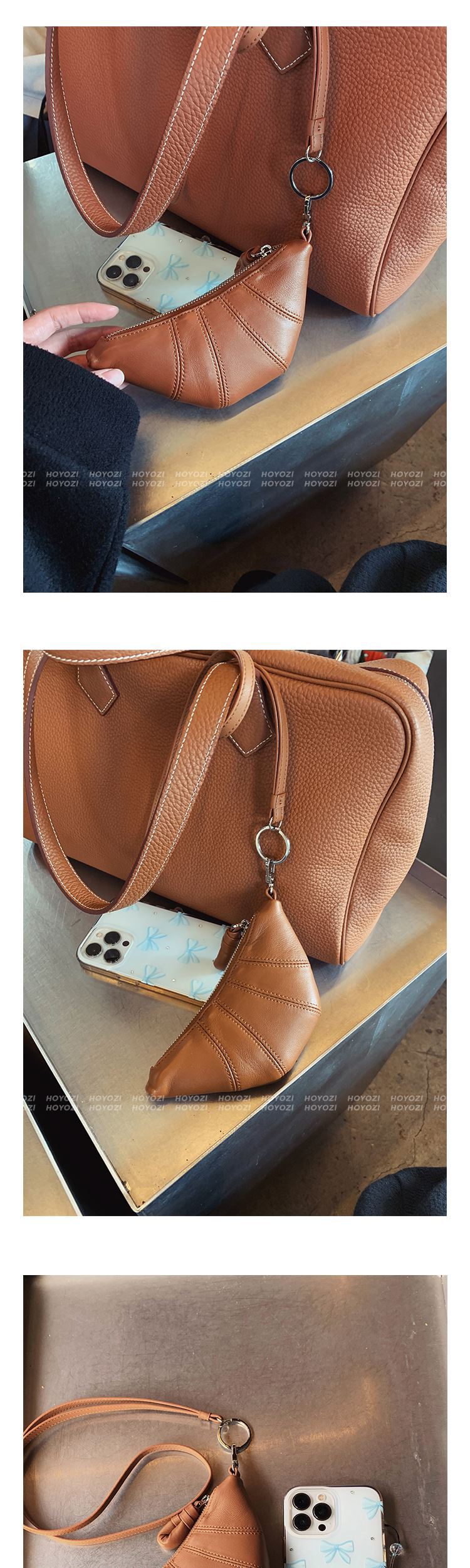 【小优家包包】PU超柔软皮牛角包零钱包卡包挂脖包包女款mini小包详情12