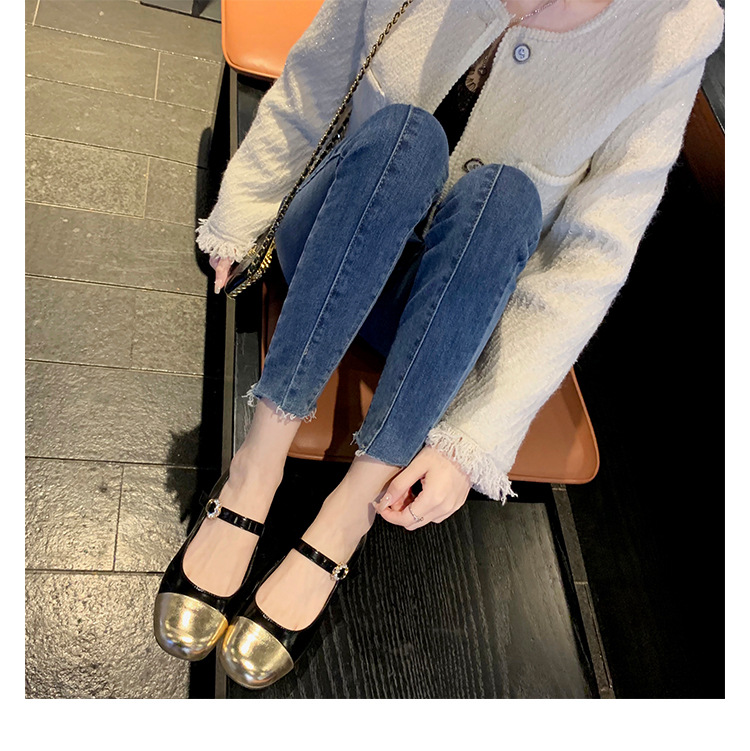 百搭时装真皮女鞋春秋小香风气质单鞋子法式玛丽珍鞋女高跟鞋粗跟详情30