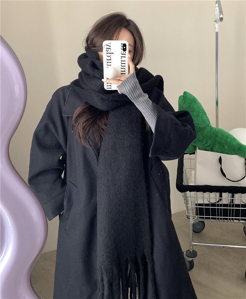 Solid color Korean-style thickened scarf for women 2022 new Korean-style winter scarf for men, versatile shawl scarf in pink pic 18