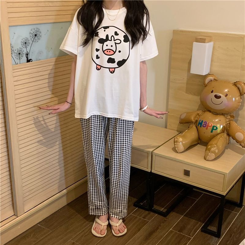 遛弯裤卡通睡裤女春秋新款居家可爱印花宽松休闲夏季空调防蚊长裤详情39