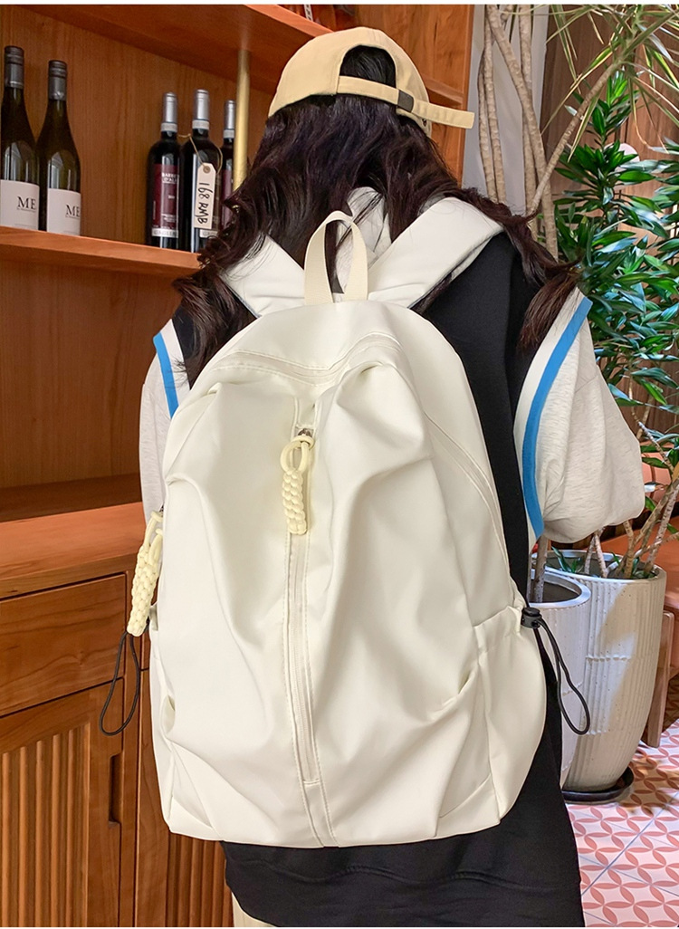 双肩包流行质感书包女初高中生学生旅行大容量背包纯色简约休闲包详情9