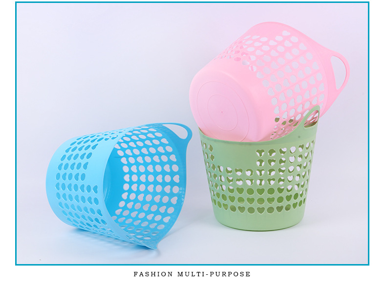 Factory wholesale household plastic storage baskets, simple dirty clothes storage baskets, circular grid hand-held dirty clothes baskets pic 16