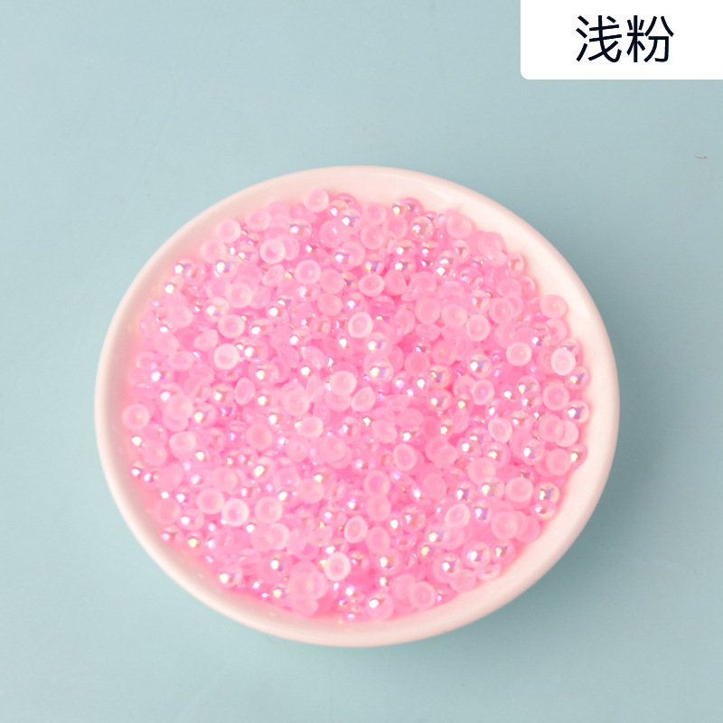 AB semi-circular pearl acrylic transparent AB color semi-circular imitation pearl diy nail art AB accessory flat-bottomed pearl pic 9