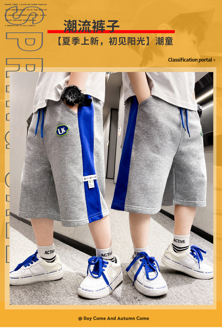 The 2022 new summer loose and stylish cotton capri shorts for boys are a trend of casual summer pants for middle-aged children pic 21