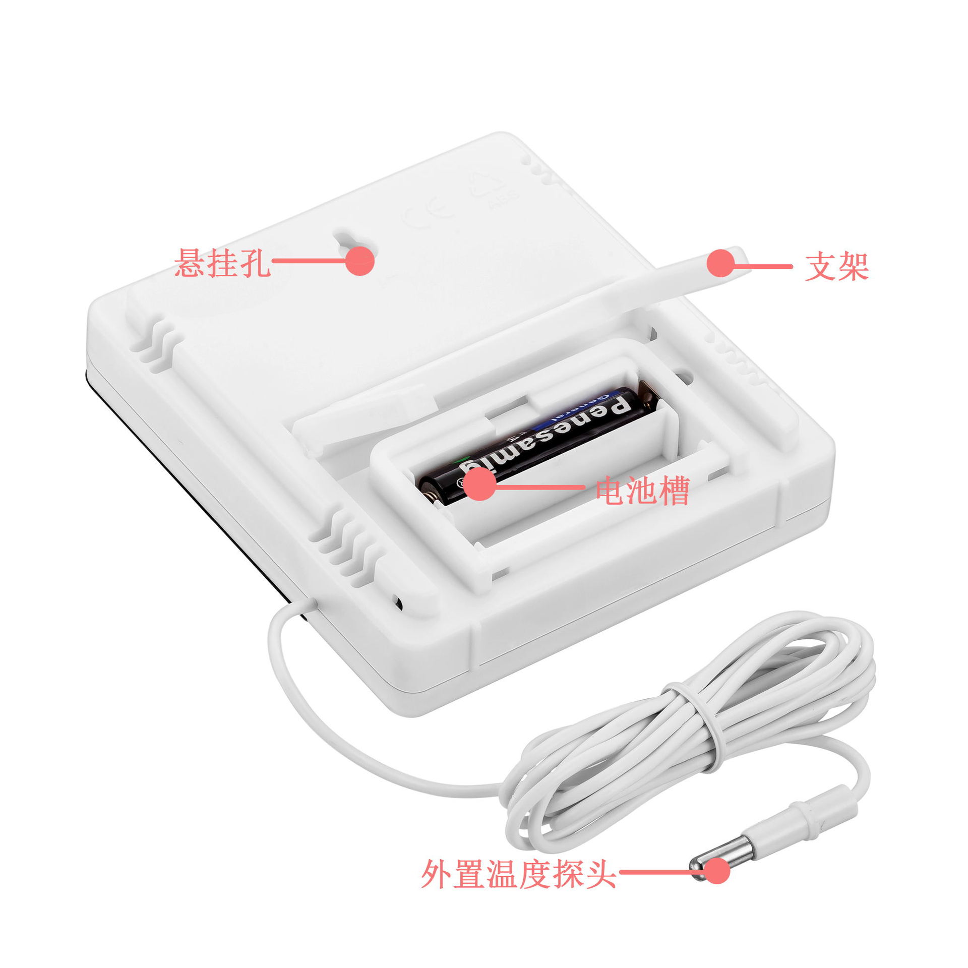 Factory direct sales of HTC-2A household multi-functional temperature and humidity meter, large screen indoor and outdoor thermometer, waterproof probe pic 5