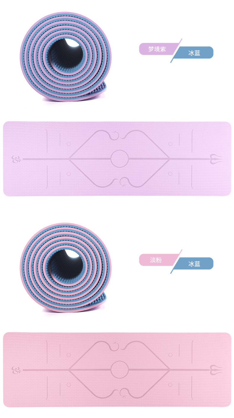 tpe双层双色瑜伽垫体位线加厚10mm加宽68/80cm健身垫批发支持logo详情21