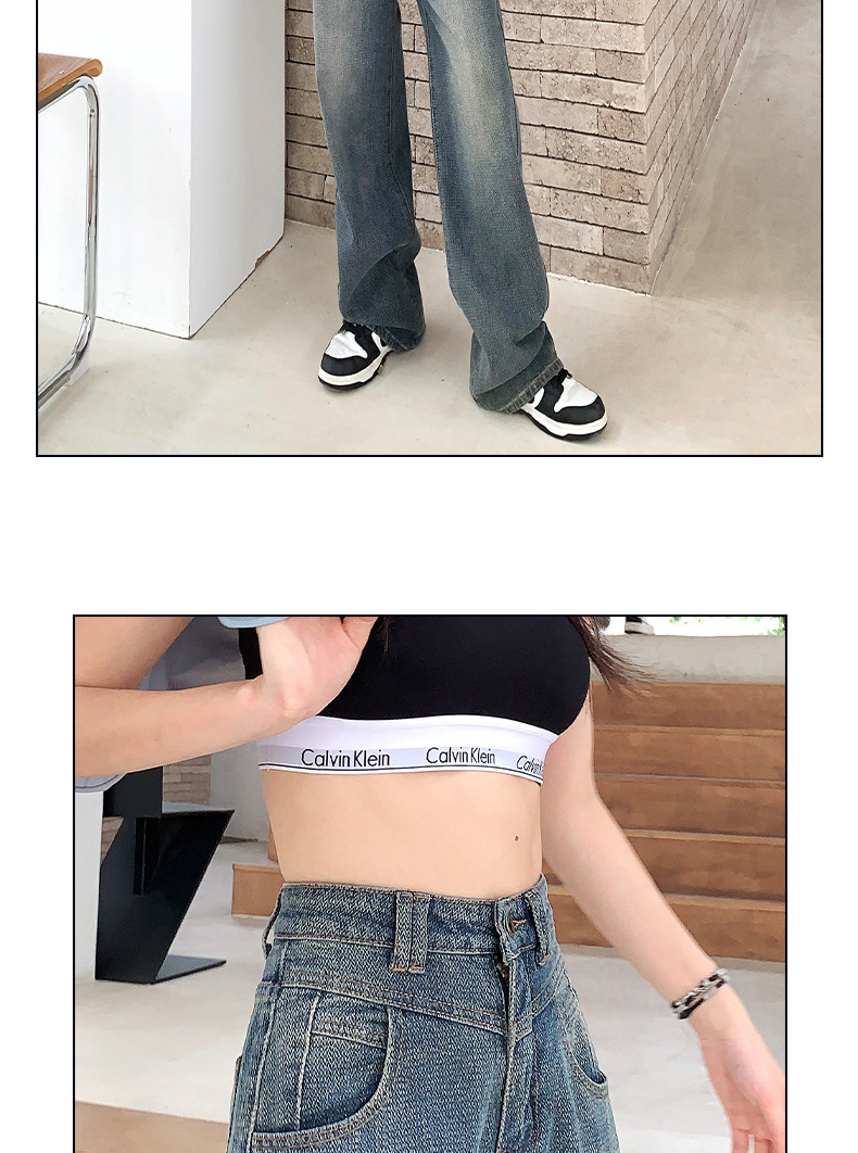 HEY+JEANS星空纹怀旧蓝牛仔裤女2023新款高腰宽松显瘦拼接阔腿裤详情33