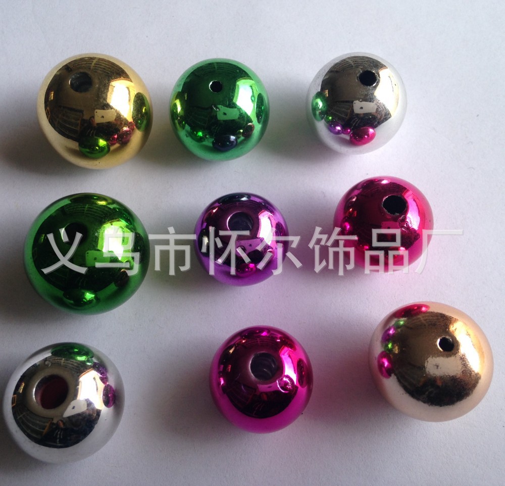 CCB电镀大孔珠 吊孔 塑料珠子合金配件 异形花 五角星 桃心珠子详情30