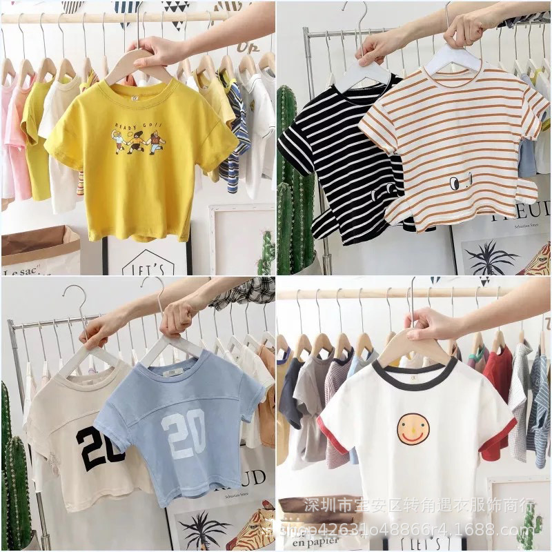 Summer Korean short-sleeved T-shirts for small and medium-sized children are being cleared out for export to Southeast Asia pic 26