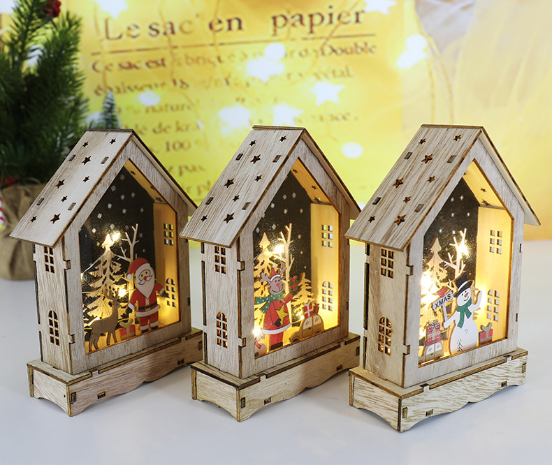 Cross-border new Christmas decorations: Glowing log cabin, Christmas house, creative Christmas gifts, tabletop ornaments pic 7