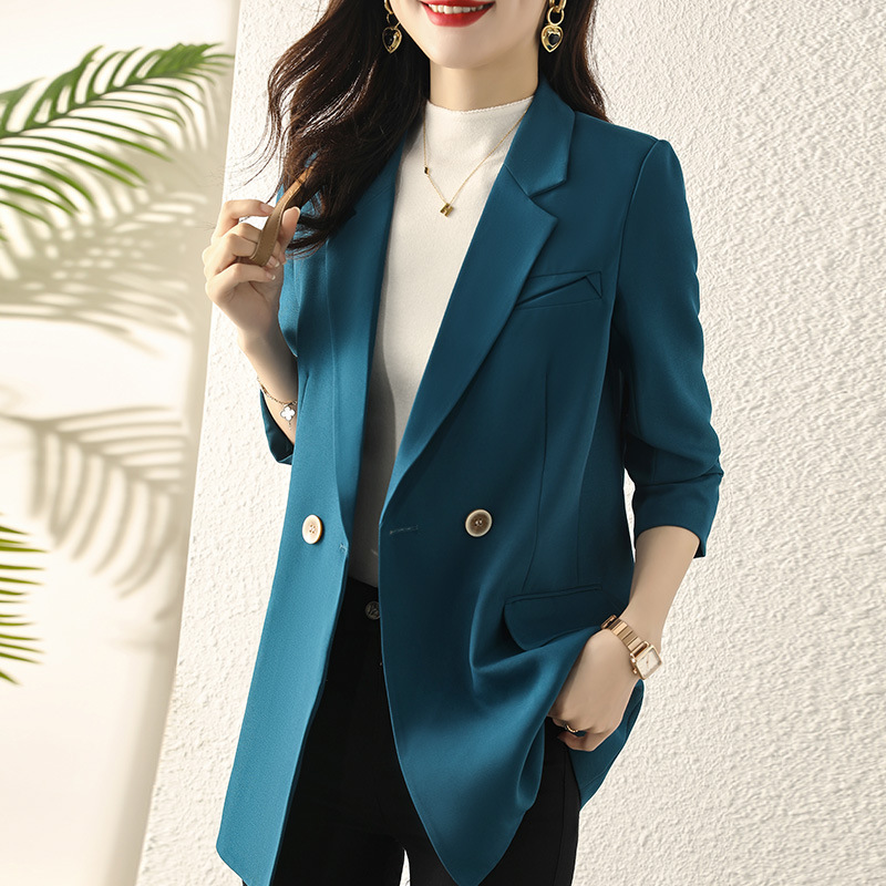 Early autumn Japanese-style checkered mid-length coat for women, slimming and fashionable checkered suit, three-pocket small suit for women pic 7