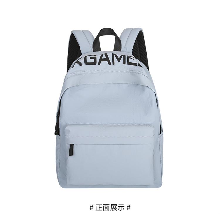 简约时尚潮流双肩包纯色字母休闲背包男女户外旅行大容量学生书包详情21