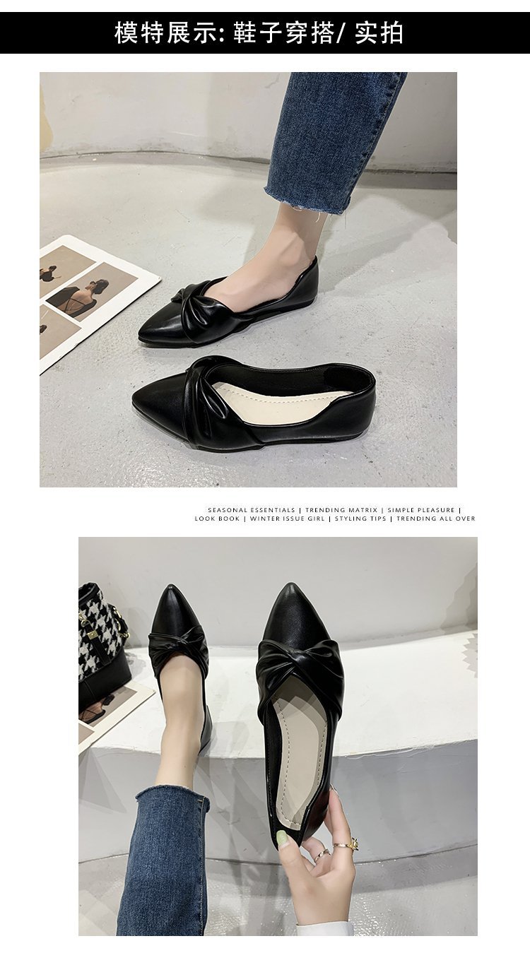 2022春季新款单鞋女时尚尖头浅口女士平底鞋蝴蝶结女鞋批发详情4
