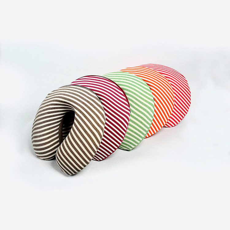 Wholesale of striped buckle U-shaped pillows, memory foam nap pillows, slow rebound sleep pillows, cervical spine protection U-shaped travel pillows pic 4
