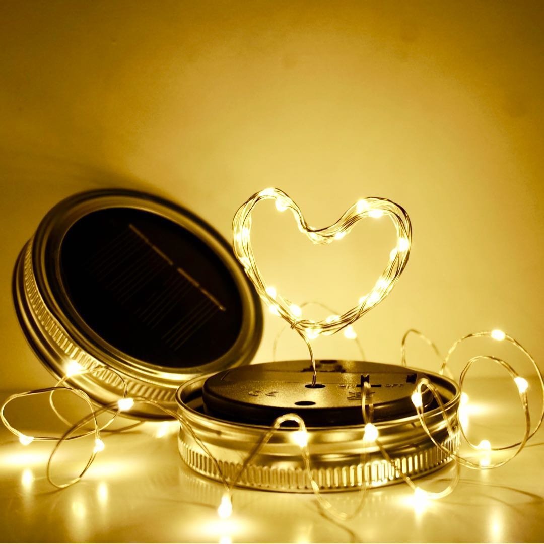 Solar Mason can light led copper wire string starry sky Fairy tale firefly solar Mason bottle cap pic 7