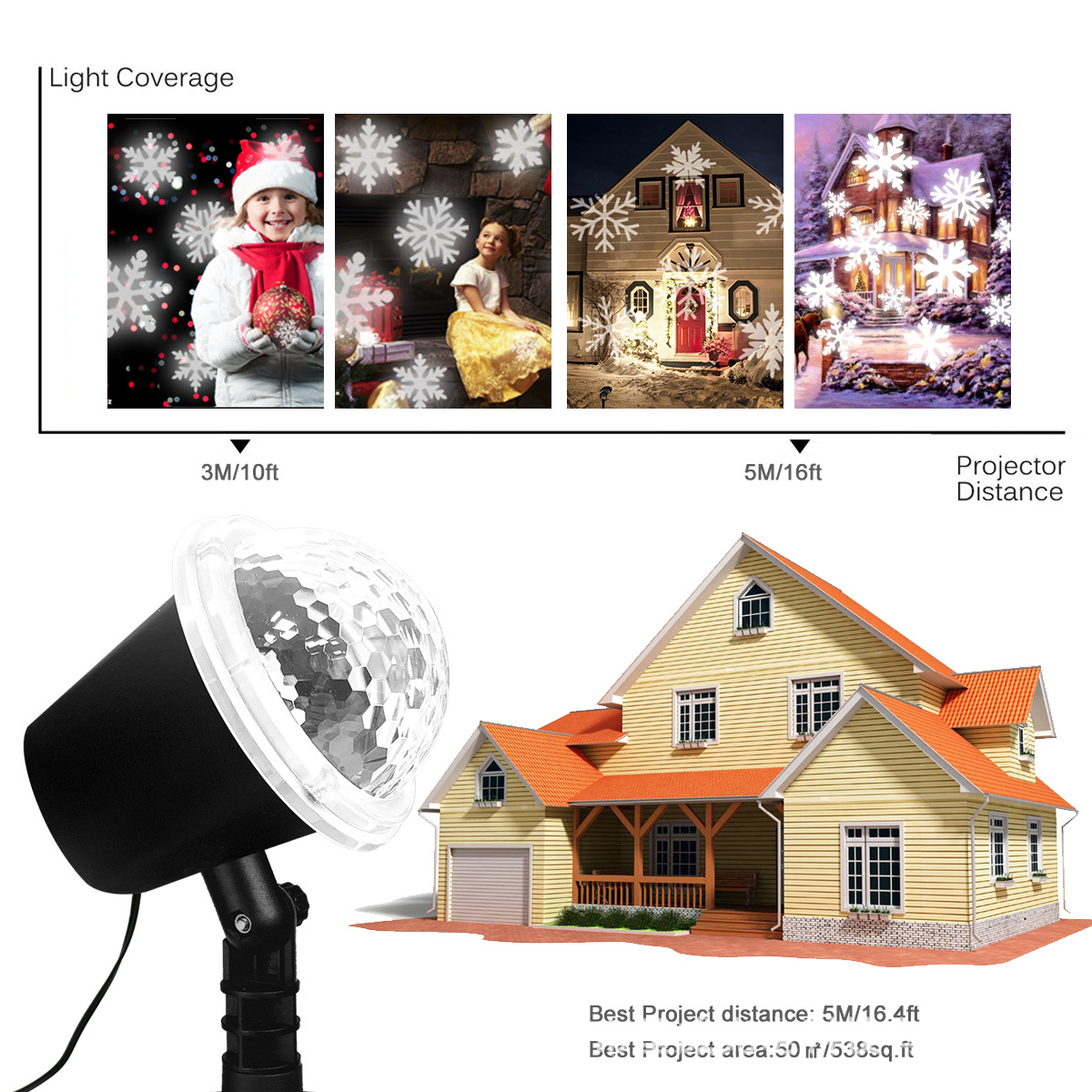 2021 New cross-border exclusive MINI snow Lantern, outdoor waterproof Christmas projection light, snow light pic 3